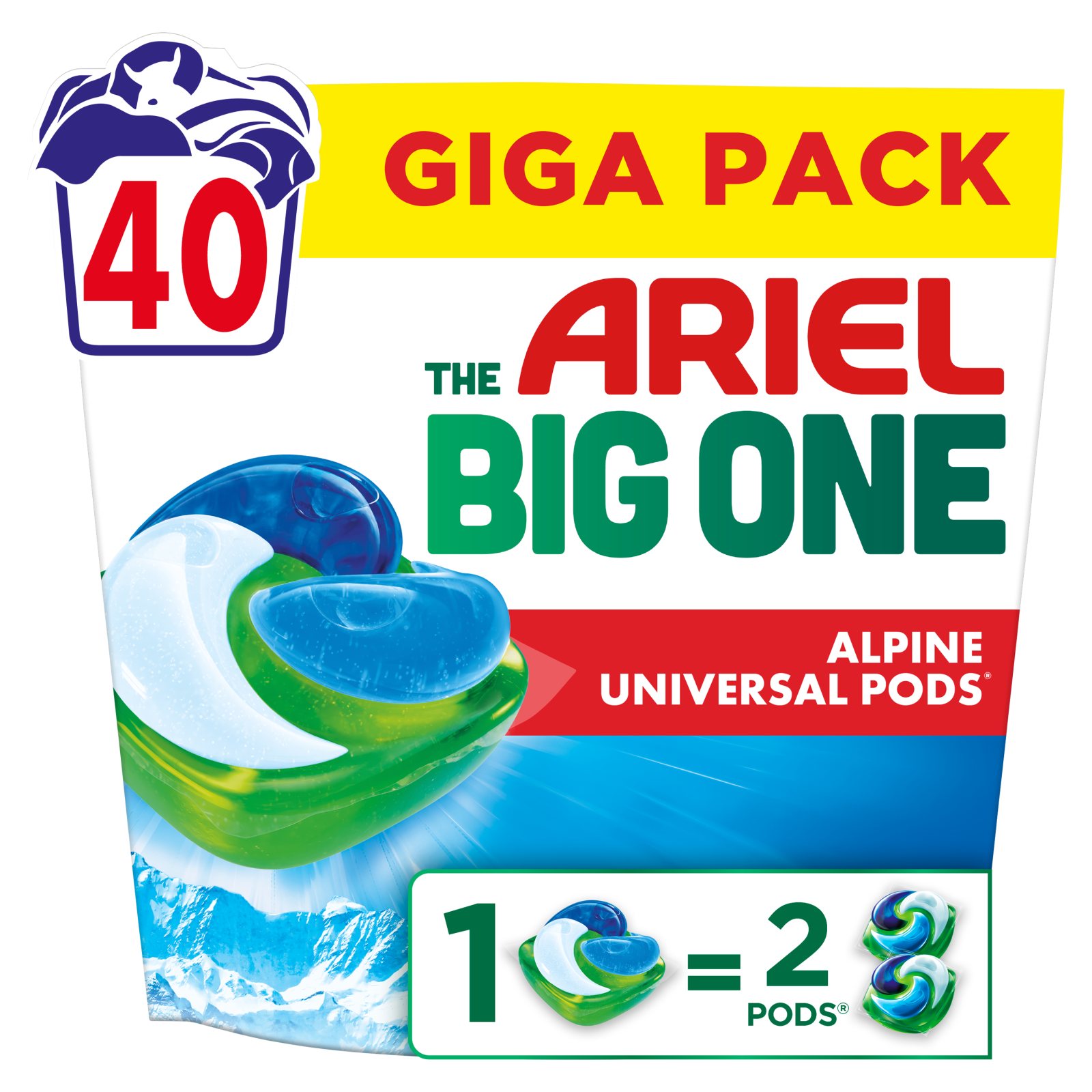 Kάψουλες Πλυντηρίου Ρούχων Allin1 Pods The Big One Alpine 40 Τεμάχια