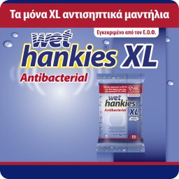 WET HANKIES | Αντιβακτηριδιακά Μαντηλάκια XL 4x15 Τεμάχια