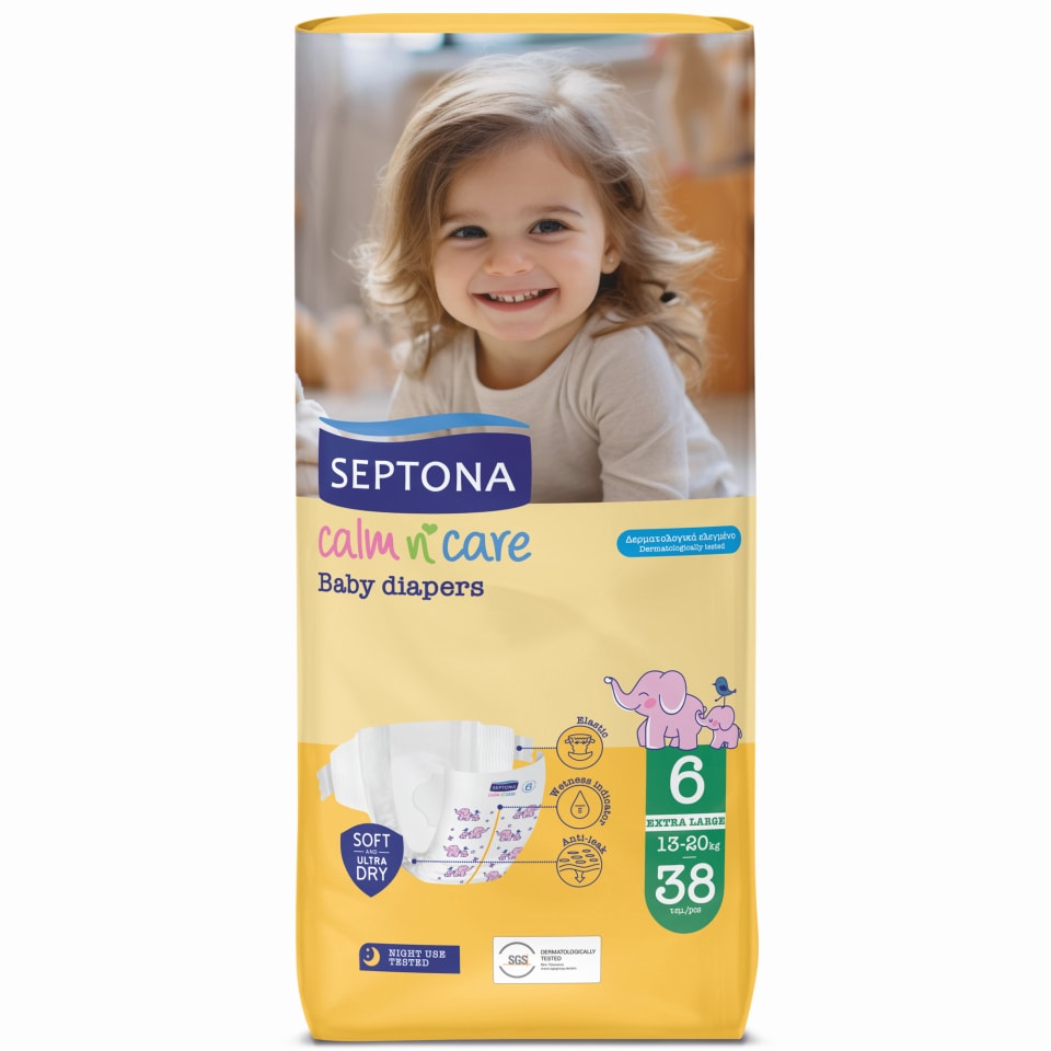 SEPTONA Πάνες Μωρού Calm N Care Νο6 Extra Large 38 Τεμάχια