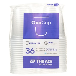 THRACE | Ποτήρια Πλαστικά Ovo 350ml 36 Τεμάχια
