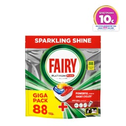 FAIRY | Κάψουλες Πλυντηρίου Πιάτων Platinum Plus Anti-Dull Lemon 88 Τεμάχια