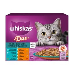 WHISKAS | Γατοτροφή Duo Στεριά και Θάλασσα σε Ζελέ 12x85g