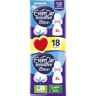 EVERY DAY | Sanitary Pads Sensitive Extra Long Ultra Plus 18 Pieces