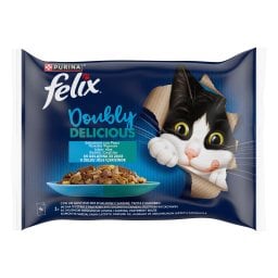 FELIX | Γατοτροφή AGAIL Doubly Delicious Ψαρικά σε Ζελέ 4x85g