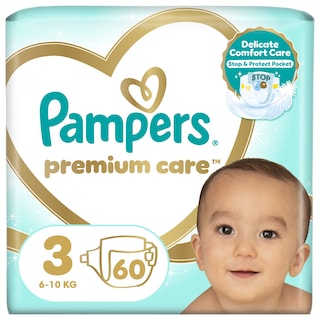 PAMPERS | PAMPERS PREMIUM CARE N3 60T JUMBO PREMIUM CARE NΟΥΜΕΡΟ 3 (5-9 KG) 60 ΤΕΜ