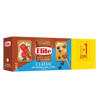 ELITE | Φρυγανιές Σίκαλης 0,7% Αλάτι 4x90g 3+1 Δώρο
