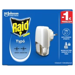 RAID | Αντικουνουπικό Υγρό 30 Νύχτες Συσκευή + Ανταλλακτικό 21ml Έκπτωση 1Ε