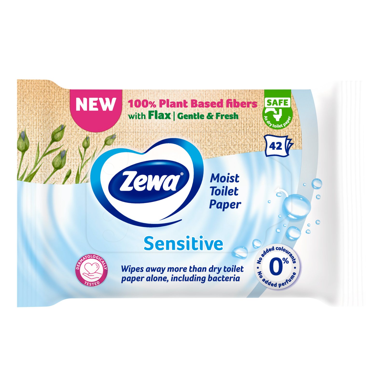 ZEWA Υγρά Μαντηλάκια Τουαλέτας Sensitive 42 Τεμάχια 184g