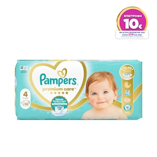 PAMPERS | Πάνες Μωρού Premium Care Νο4 8-14kg 52 Τεμάχια