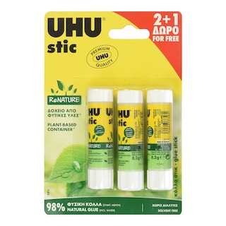 UHU | Κόλλα Stick ReNature 2+1 Τεμάχιο Δώρο