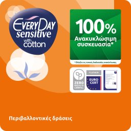 EVERY DAY | Σερβιέτες Sensitive Cotton Ultra Plus Mini Economy 18 Τεμάχια