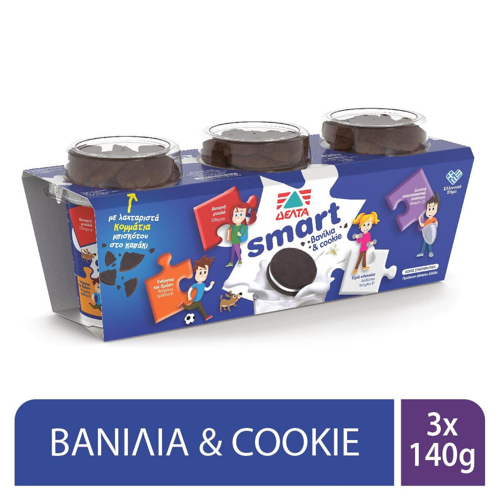 SMART Επιδόρπιο Γιαουρτιού Βανίλια Μπισκότο 3x140g