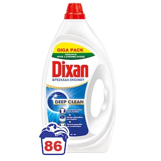 DIXAN | Υγρό Πλυντηρίου Ρούχων Φρεσκάδα Ωκεανού 86 Μεζούρες
