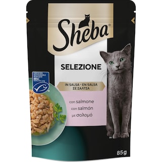 SHEBA | Γατοτροφή Selezione Σολομός σε Σάλτσα 85g