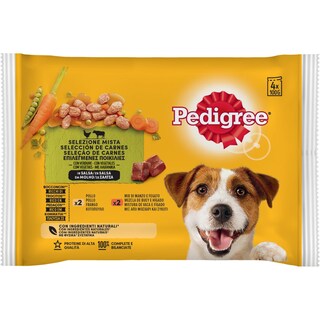 PEDIGREE | Υγρή Τροφή Σκύλων Κοτόπουλο & Μοσχάρι Με Λαχανικά 4 X 100gr