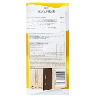 LINDT | Σοκολάτα Λευκή Αμύγδαλο 150g