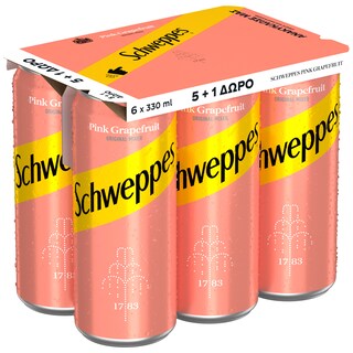 SCHWEPPES | Αναψυκτικό Pink Grapefruit Κουτί 5+1 Δώρο 6X330ml