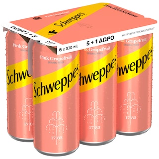 SCHWEPPES | Αναψυκτικό Pink Grapefruit Κουτί 5+1 Δώρο 6X330ml