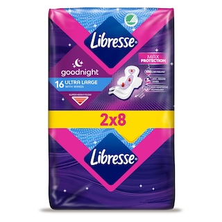 LIBRESSE | Σερβιέτες Goodnight Ultra+ Large με Φτερά 16 Τεμάχια