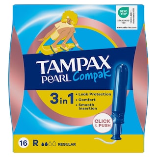 TAMPAX | Ταμπόν Compak Pearl Regular 16 Τεμάχια