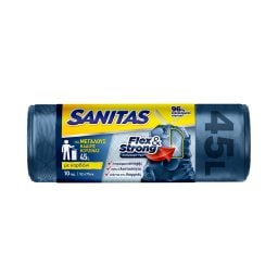 SANITAS | Σακούλες Απορριμμάτων Flex & Strong Μεγάλες με Κορδόνι 10 Τεμάχια