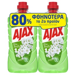AJAX | Υγρό Καθαρισμού Fete des Fleurs Λουλούδια Άνοιξης 2x1lt 80% στο 2o