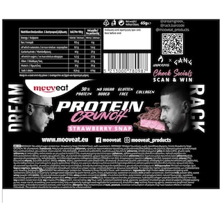 MOOVEAT | Μπάρα Πρωτεϊνης 30% Crunch Strawberry Snap 65g
