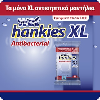 WET HANKIES | Αντιβακτηριδιακά Μαντηλάκια XL 4x15 Τεμάχια