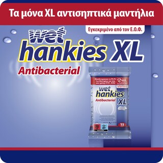 WET HANKIES | Αντιβακτηριδιακά Μαντηλάκια XL 4x15 Τεμάχια