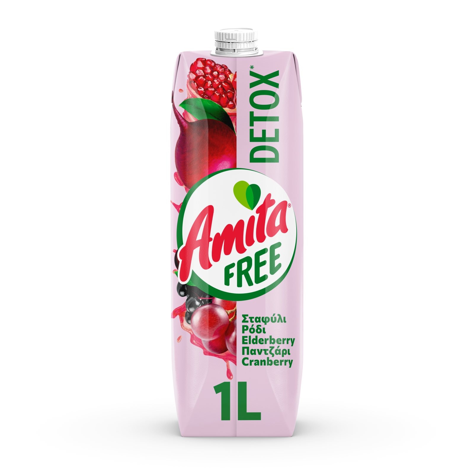 AMITA Φρουτοποτό Detox Free Σταφύλι Ρόδι Παντζάρι 1lt