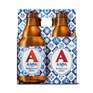ΑΛΦΑ | Μπύρα Lager Θαλασσινό Αλάτι Retro Φιάλη 4x330ml