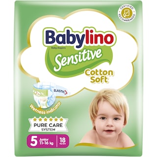 BABYLINO | Diapers Sensitive Cotton Soft No5 18 Pieces