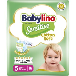 BABYLINO | Diapers Sensitive Cotton Soft No5 18 Pieces