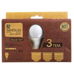 Λάμπα Led Classic E27 9.5W 3 Τεμάχια