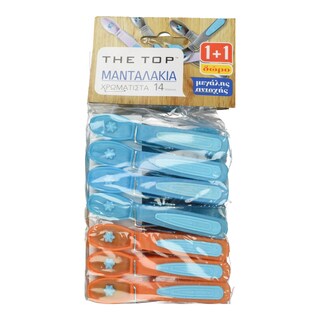 THE TOP | Μανταλάκια Χρωματιστά 14 Τεμάχια 1+1 Δώρο