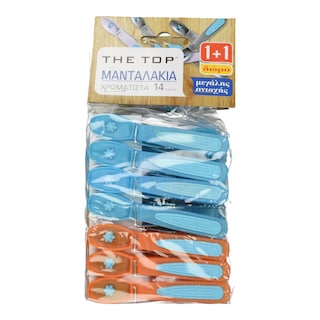 THE TOP | Μανταλάκια Χρωματιστά 14 Τεμάχια 1+1 Δώρο