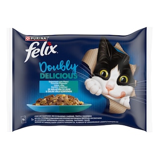 FELIX | Γατοτροφή AGAIL Doubly Delicious Ψαρικά σε Ζελέ 4x85g