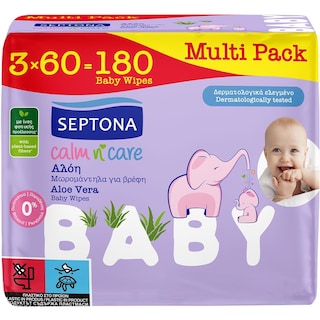 SEPTONA | Μωρομάντηλα Calm N Care Αλόη 3x60 Τεμάχια