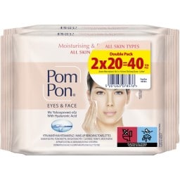 POM PON | Υγρά Μαντήλια Ντεμακιγιάζ All Skin Types 2x20 Tεμάχια