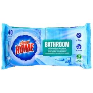 CLEAN HOME | Υγρά Μαντηλάκια Καθαρισμού Μπάνιου 40 Τεμάχια