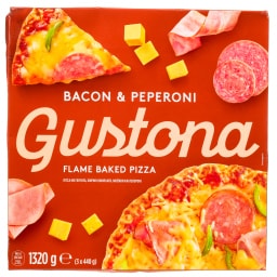 GUSTONA | Πίτσα Μπέικον Πεπερόνι 3x440g