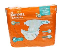 PAMPERS | SIMPLY DRY | DIAPERS MAXI PLUS 9-20KG N4+ 34 PCS