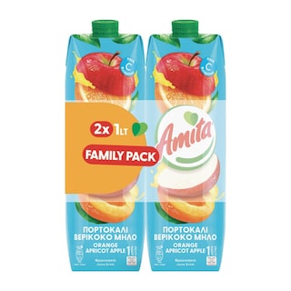 AMITA | Φρουτοποτό Πορτοκάλι Μήλο Βερίκοκο 2x1lt