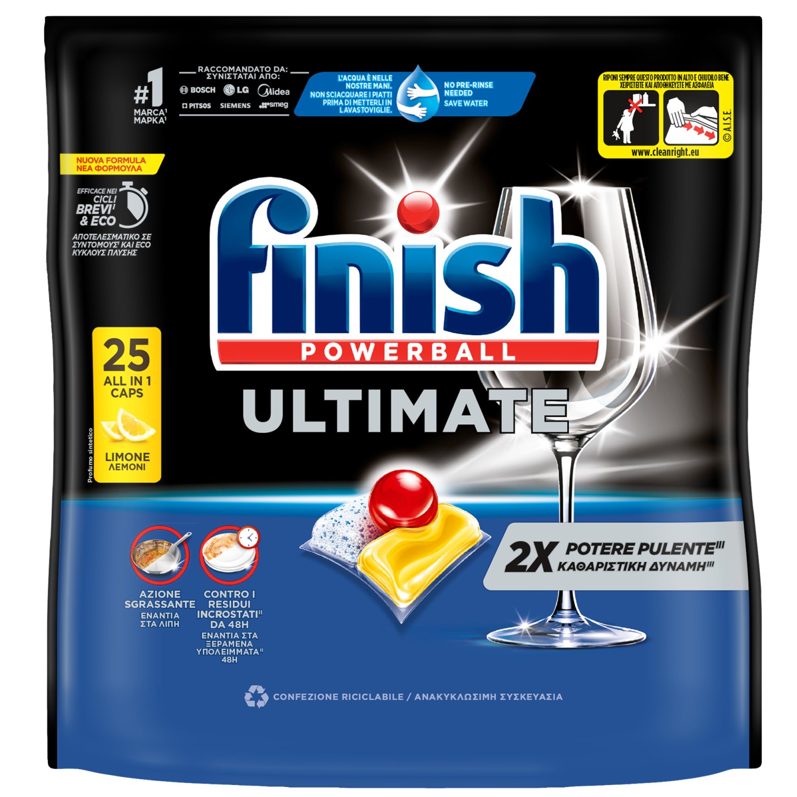 FINISH Κάψουλες Πλυντηρίου Πιάτων Ultimate Allin1 Λεμόνι 25 Tεμάχια