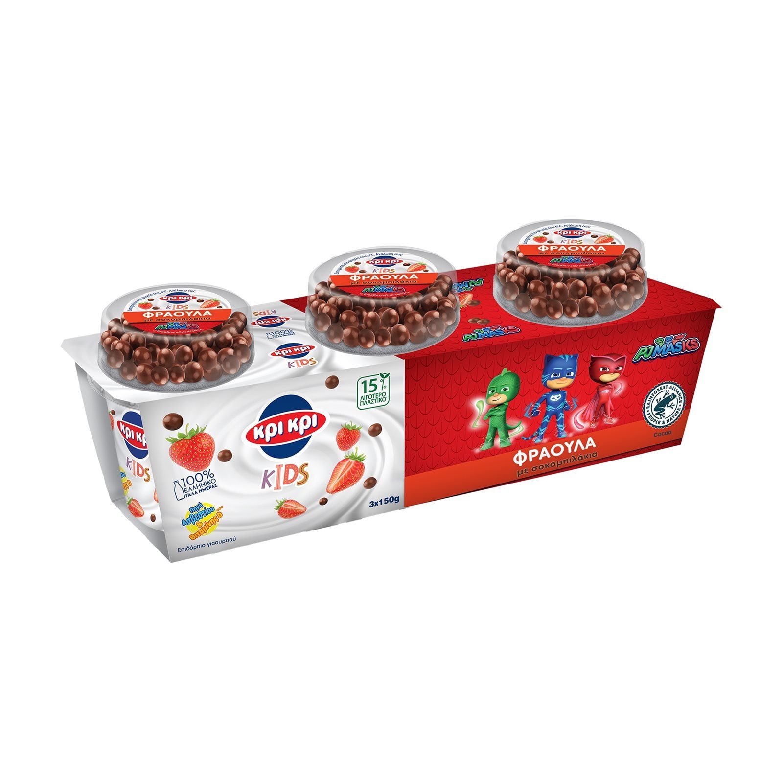 ΚΡΙ ΚΡΙ Επιδόρπιο Γιαουρτιού PJ Masks Φράουλα Σοκομπιλάκια 3x150g