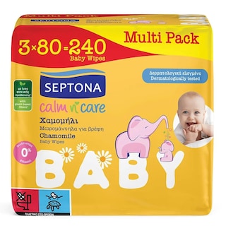 SEPTONA | Μωρομάντηλα Calm N Care Χαμομήλι 3x80 Τεμάχια