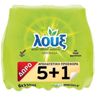 ΛΟΥΞ | ΑΝΑΨΥΚΤΙΚΟ ΛΕΜΟΝΑΔΑ ΦΙΑΛΗ 6 X 330 ML ΠΡΟΣΦΟΡΑ 5 + 1 ΔΩΡΟ