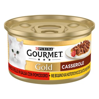GOURMET | GOLD | Γατοτροφή Βοδινό Κοτόπουλο Σε Σάλτσα Ντομάτας 85 gr