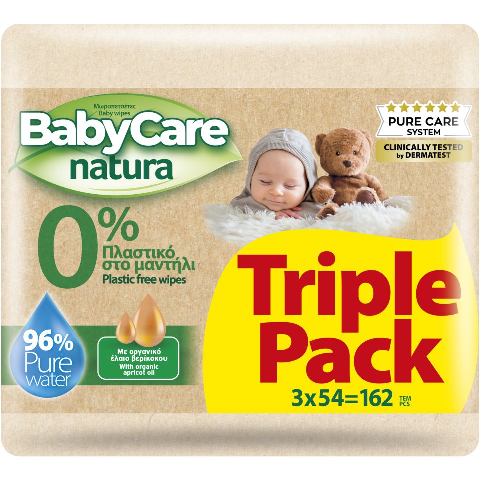 BABY CARE Μωρομάντηλα Natura 3x54 Τεμάχια