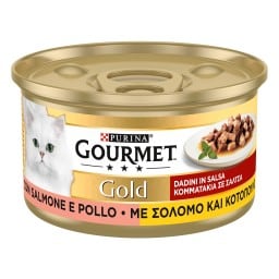 GOURMET | GOLD | Γατοτροφή Σολομός & Κοτόπουλο Κονσέρβα 85gr